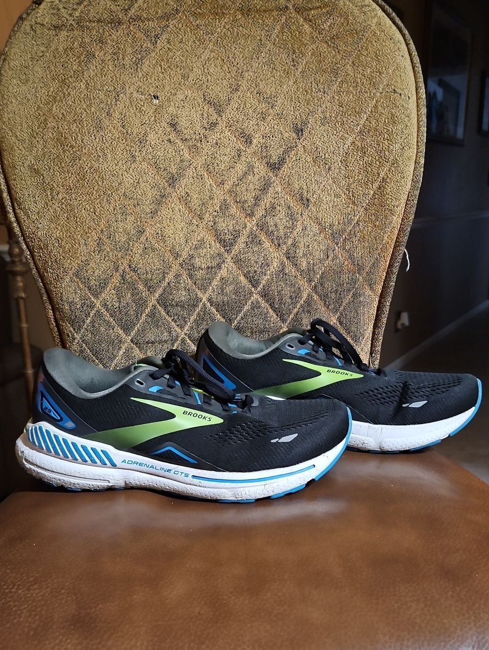 Brooks Adrenaline GTS 23 Black Blue Green Lace Up Road Running Sneakers Shoes
